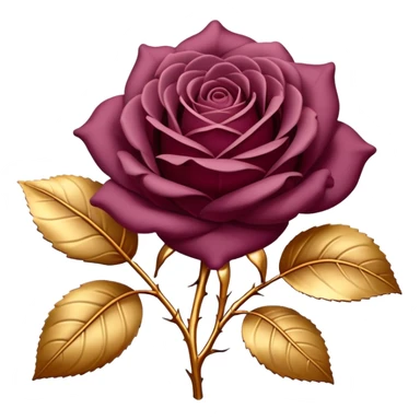 A dark Mauve red romantic Rose with gold leaves sticking out sticker