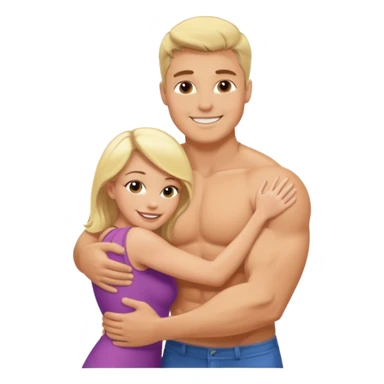 a white muscular man hugging blonde white lady sticker