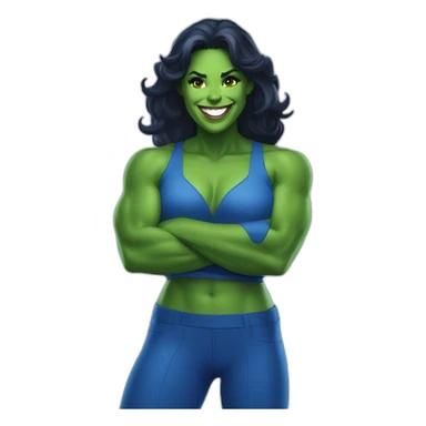 happy she-hulk wearing blue clothes sticker