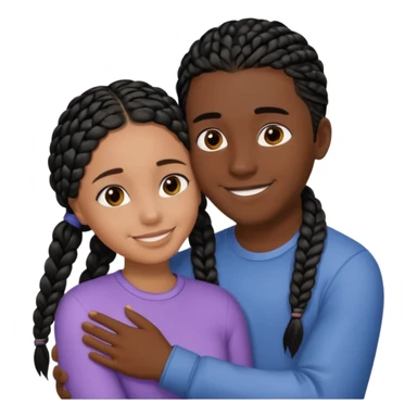 dark skin, black girl with black braids hugging her white boyfriend with straight parted brown hair and olive skin sticker
