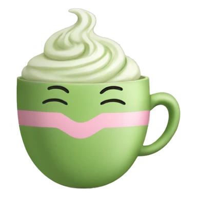 warm matcha latte in a pink cup  sticker