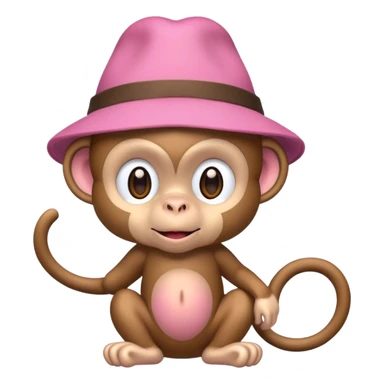 Pink monkey with brown hat sticker