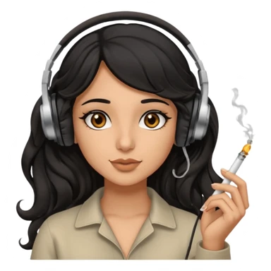 Arab girl, brown eyes, wavy hair, smoking weed, listening to music  sticker