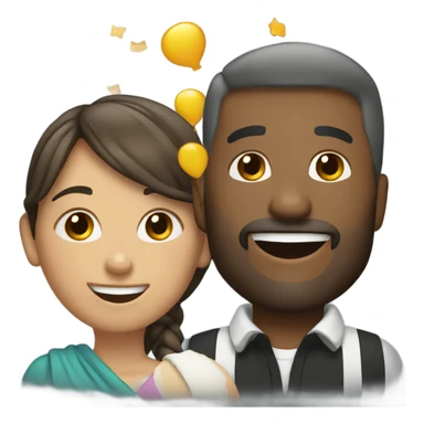 Man and woman celebrating sticker