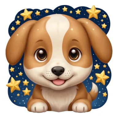 puppy eyes face like 🥹 with stars and glitters around it sticker