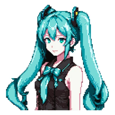 Hatsune Miku with teal twin tails sticker