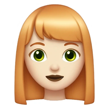ginger girl, pale face, green eyes, pink lipstick, shoulde lenght straight hair with bangs sticker