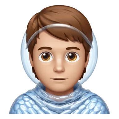 Brown haired man wrapped in bubble wrap sticker