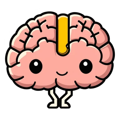 cartoon style brain with a crack and a bandage sticker