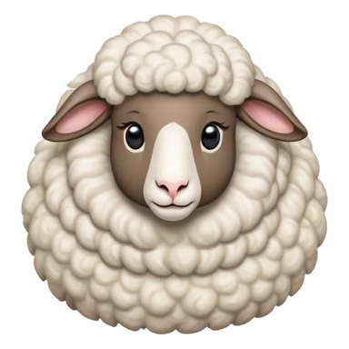 Cinematic Noble Sheep Portrait Emoji, Poised and regal, with a large, sturdy build and a luxuriously fluffy, well-groomed white fleece, deep-set soulful gentle eyes, Simplified yet sharp and sophisticated features, highly detailed, glowing with a soft, dignified glow, high shine, intelligent and calm, stylized with an air of pastoral majesty, focused and attentive, soft glowing outline, capturing the essence of a watchful and confident sheep, so majestic it feels as though it could amble out of the screen with effortless authority! sticker