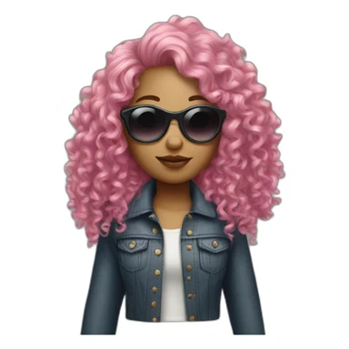 girl with pink curly hair and sunglasses sticker