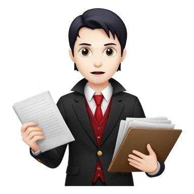 A vampire in a blazer holding papers sticker