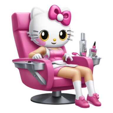 Hello Kitty getting her nails done sticker