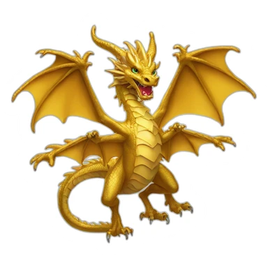 Flying Three headed gold dragon sticker