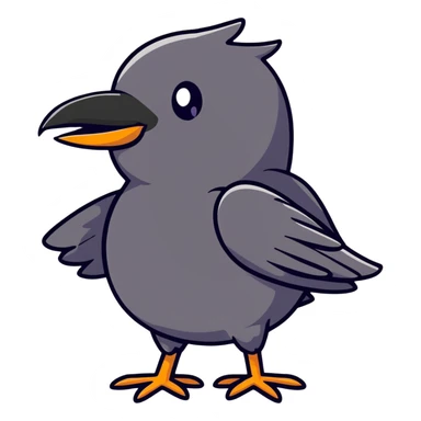 cute black crow bird sticker