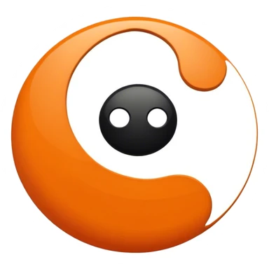 Orange and black ying yang sticker