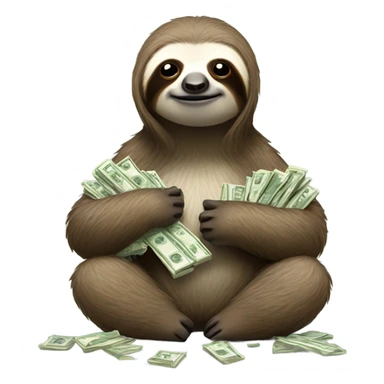 Sloth counting money sticker