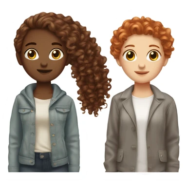 Curly brunette and straight hair redhead best friends sticker