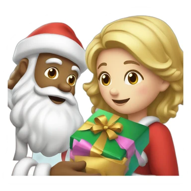 Santa giving gift to a girl sticker