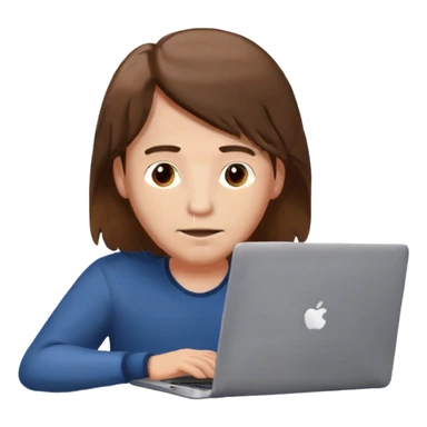 guy with laptop, brown mid long hair sticker