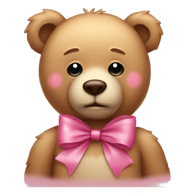 Sad teddy bear wearing pink bow with tears from eyes sticker