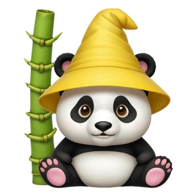 panda with yellow conical hat sticker