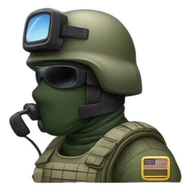 military in balaclava talking phone sticker