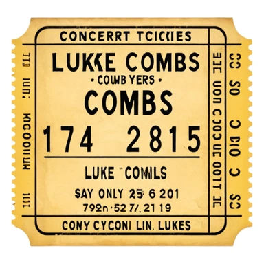 yellow luke combs concert ticket sticker
