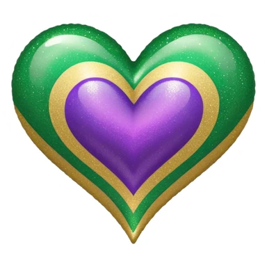 Gold, purple and green glitter ombré Mardi Gras heart sticker