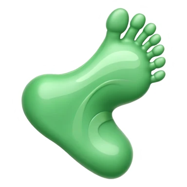 3D iOS-style foot emoji with green stink lines, glossy texture, soft rounded edges. sticker