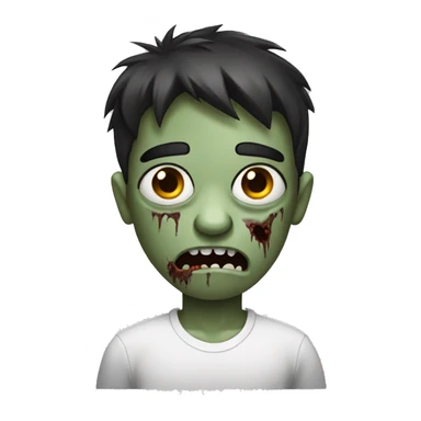 scared boy zombie with dark hair and white shirt sticker