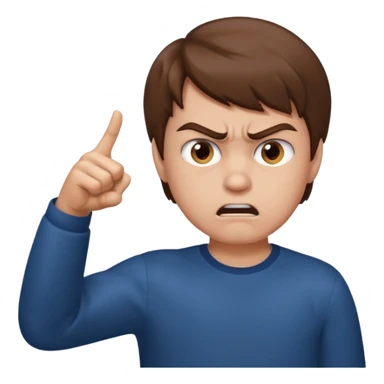 angry boy pointing fingure at his own face sticker