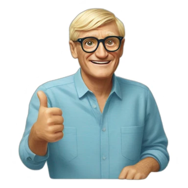 David Hockney thumb up sticker