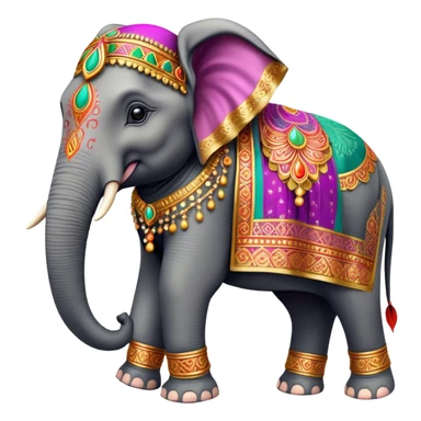 Decorated Indian elephant – Cinematic Realistic Decorated Indian Elephant, depicted as a majestic elephant adorned with vibrant, ornate ceremonial decorations and rich, colorful fabrics, set against a festive Indian backdrop with warm golden lighting that highlights its cultural significance. sticker
