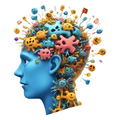 A head with its brain exploding, symbolizing the complexity of working with marketplaces. sticker