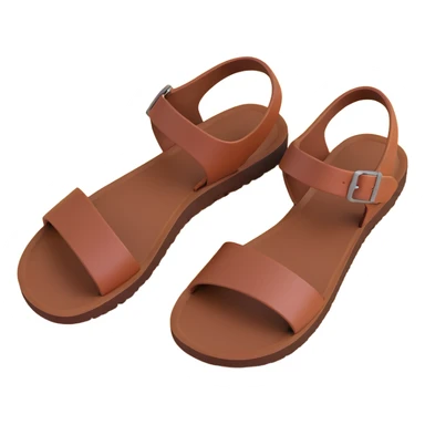 brown sandals, top view, simple and expressive sticker