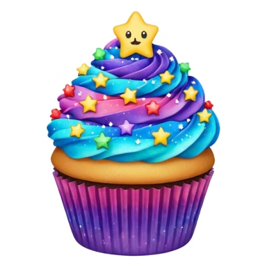 Rainbow starry galaxy cupcake sticker
