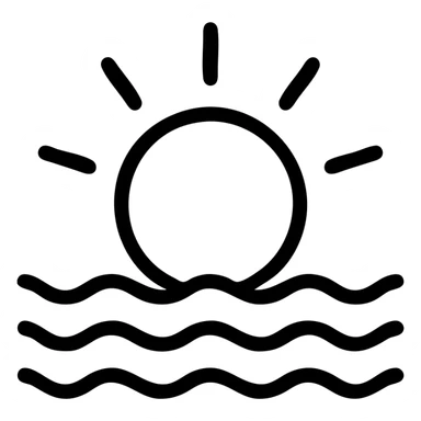 minimalist icon of sun over sea, clean and simple sticker