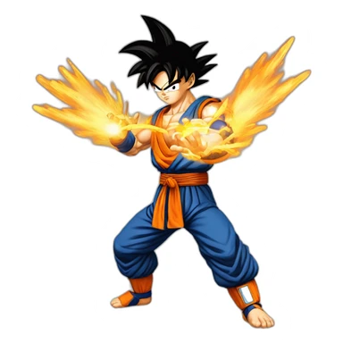 Goku qui tire un kamehameha écris salut sticker