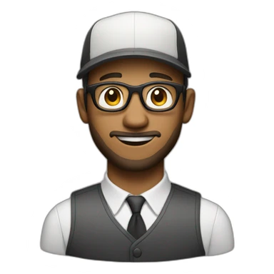 white man with glasses and a short beard with a cap that says "jazz baby" sticker