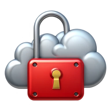 a cloud with a red glowing closed padlock sticker