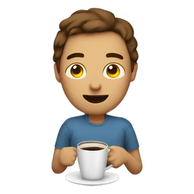 Person waking up with a coffee sticker