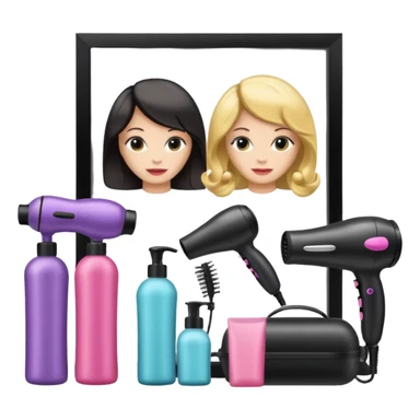 secador de pelo, ruleros, shampoo, peluqueria sticker