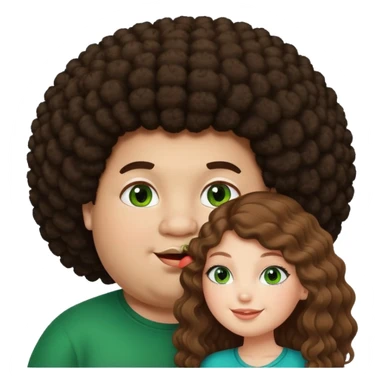 very dark fat boy with afro kissing pretty white girl with long brown hair and green eyes  sticker