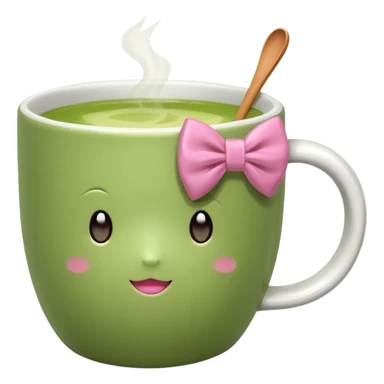 Make a cup of match tea in a mug with a bow on it sticker