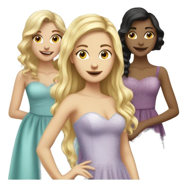 a group of caucasian girls in prom dresses sticker