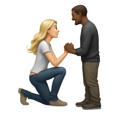 man kneeling in front of woman and looking up at woman sticker