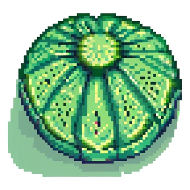 fresh green watermelon slice, 2D sprite style, vibrant and playful, suitable for a fruit ninja game sticker