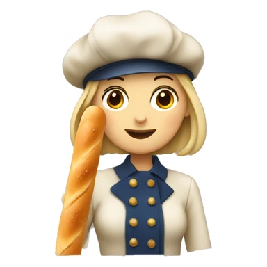 French girl with a baguette and a beret sticker