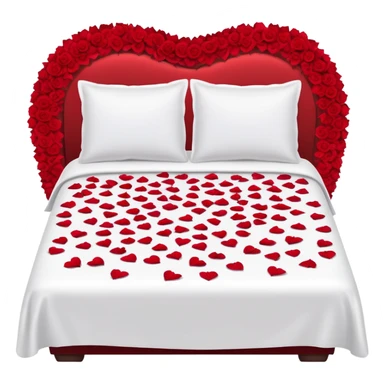 Romantic double bed with rose petals scattered on top of it sticker